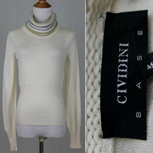 Cividini Merino Wool Turtleneck Cream Sweater Made in Italy